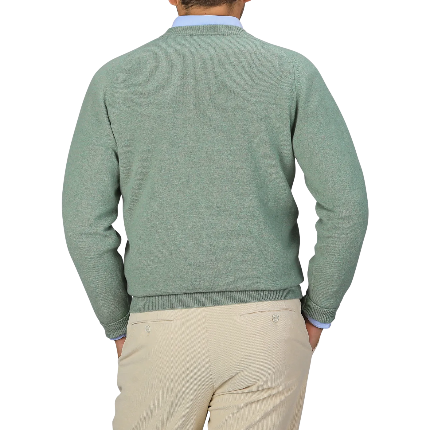 Mojito Green Deep V-Neck Lambswool Sweater