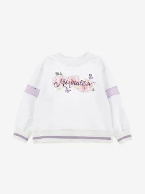 Monnalisa Girls Romantic Flowers Sweatshirt in White