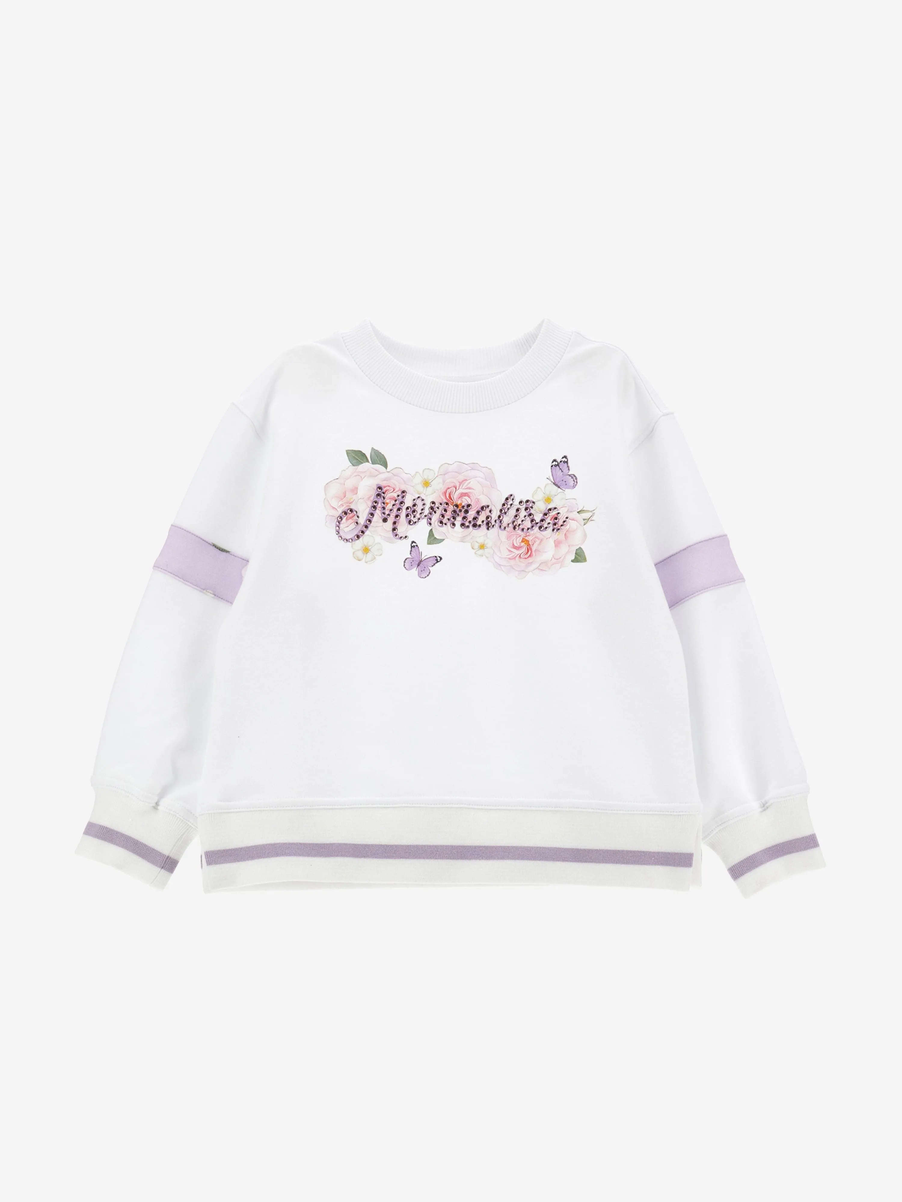 Monnalisa Girls Romantic Flowers Sweatshirt in White