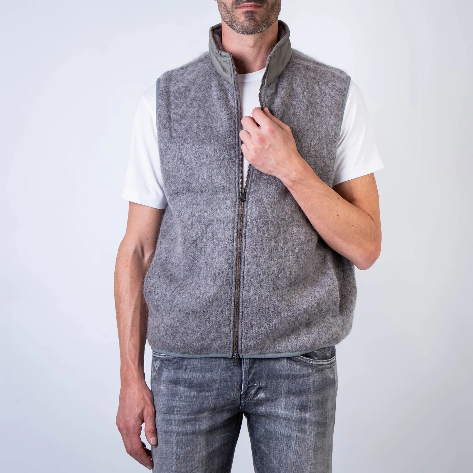 NANAMICA GILET S24FN030E HEATHER GRAY