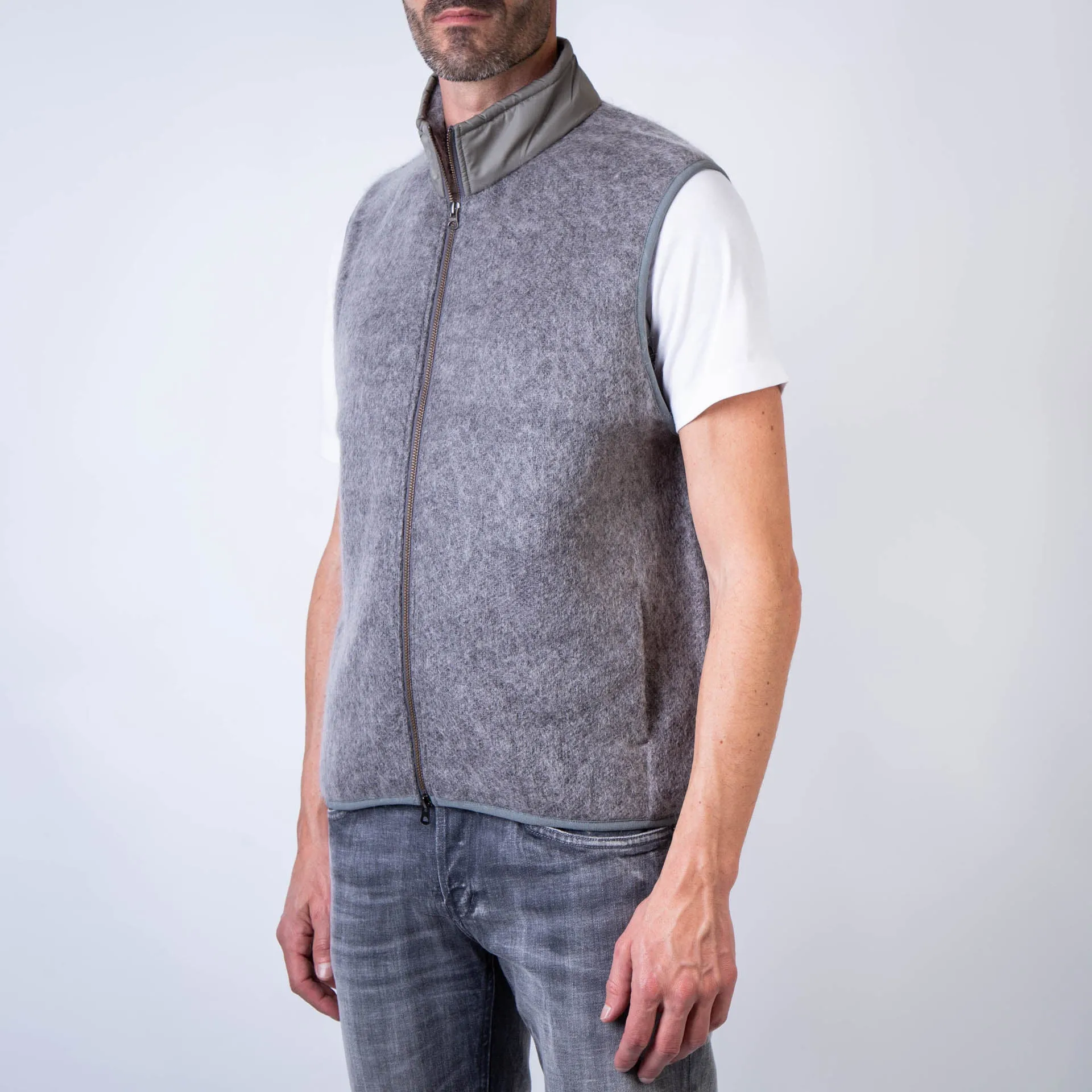 NANAMICA GILET S24FN030E HEATHER GRAY