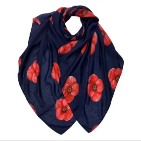 Navy Blue Poppy Scarf