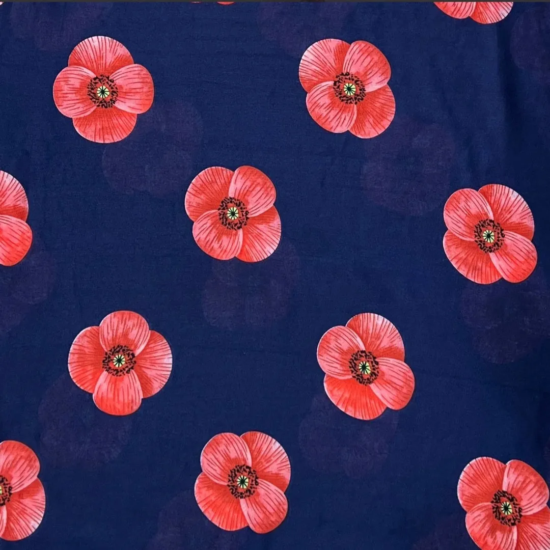 Navy Blue Poppy Scarf