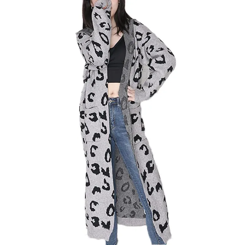 New Leopard Casual Knitting Cardigan Overcoats