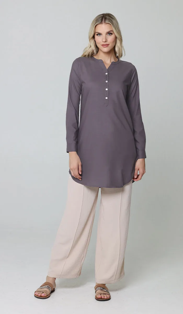 Parisa Long Mostly Cotton Everyday Tunic - Dusty Violet