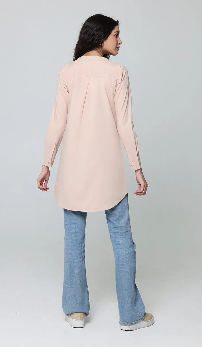 Parisa Mostly Cotton Long Modest Everyday Tunic - Blush