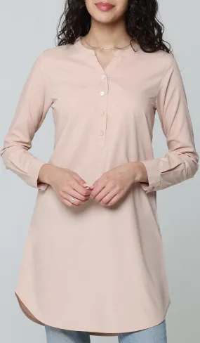 Parisa Mostly Cotton Long Modest Everyday Tunic - Blush