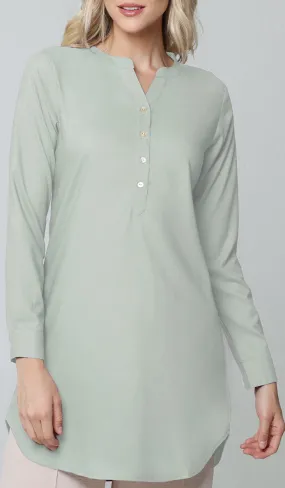 Parisa Mostly Cotton Long Modest Everyday Tunic - Light Green