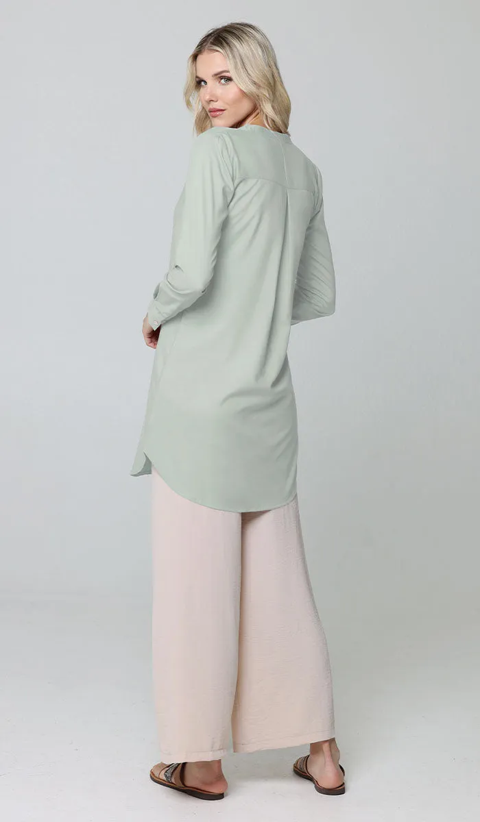 Parisa Mostly Cotton Long Modest Everyday Tunic - Light Green