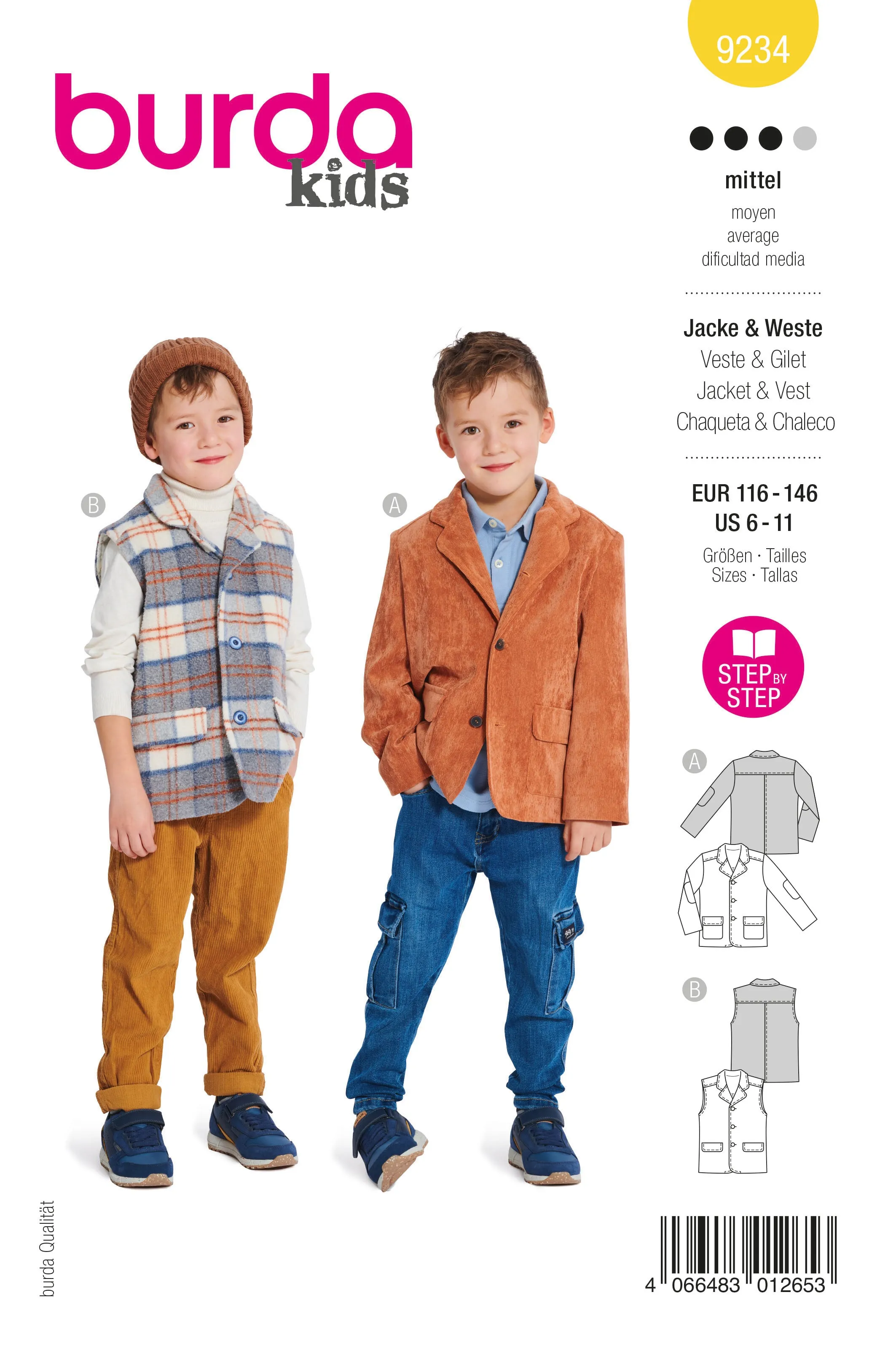 Patron Burda Enfant n°9234 : Veste & Gilet