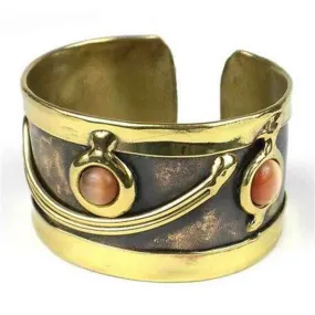 Peach Tiger Eye Cuff Brass Images