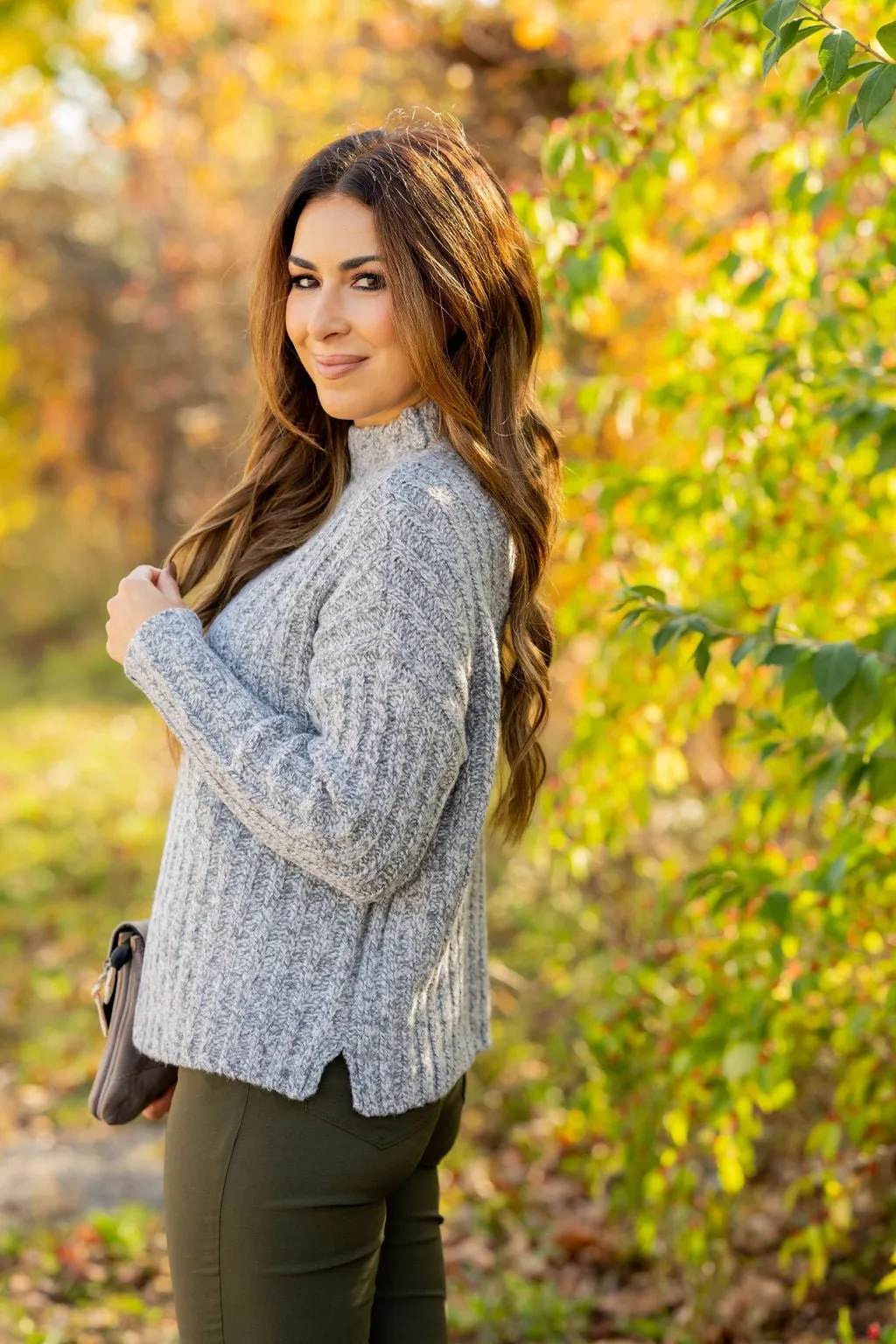 Perfectly Heathered Mock Neck Sweater