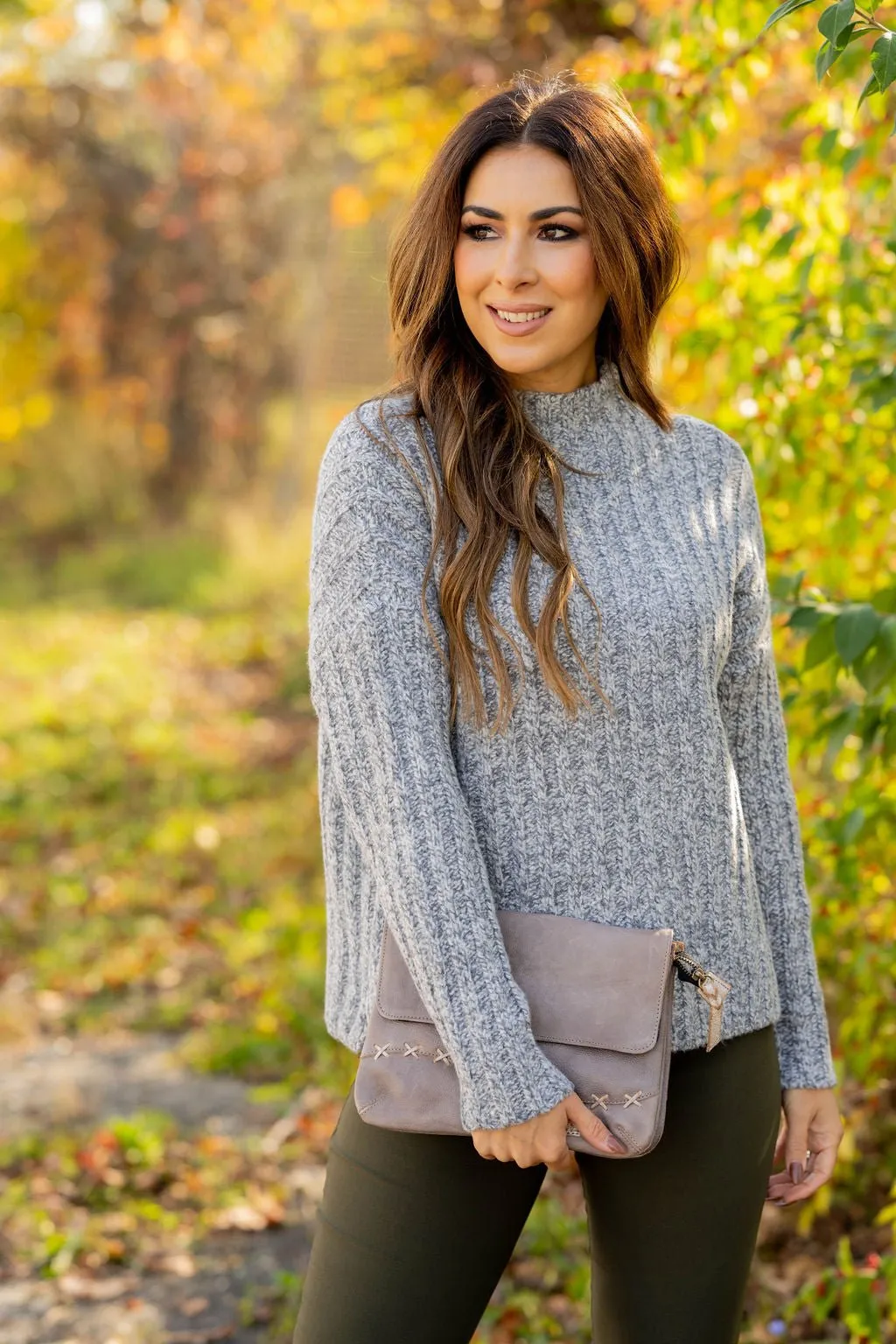 Perfectly Heathered Mock Neck Sweater