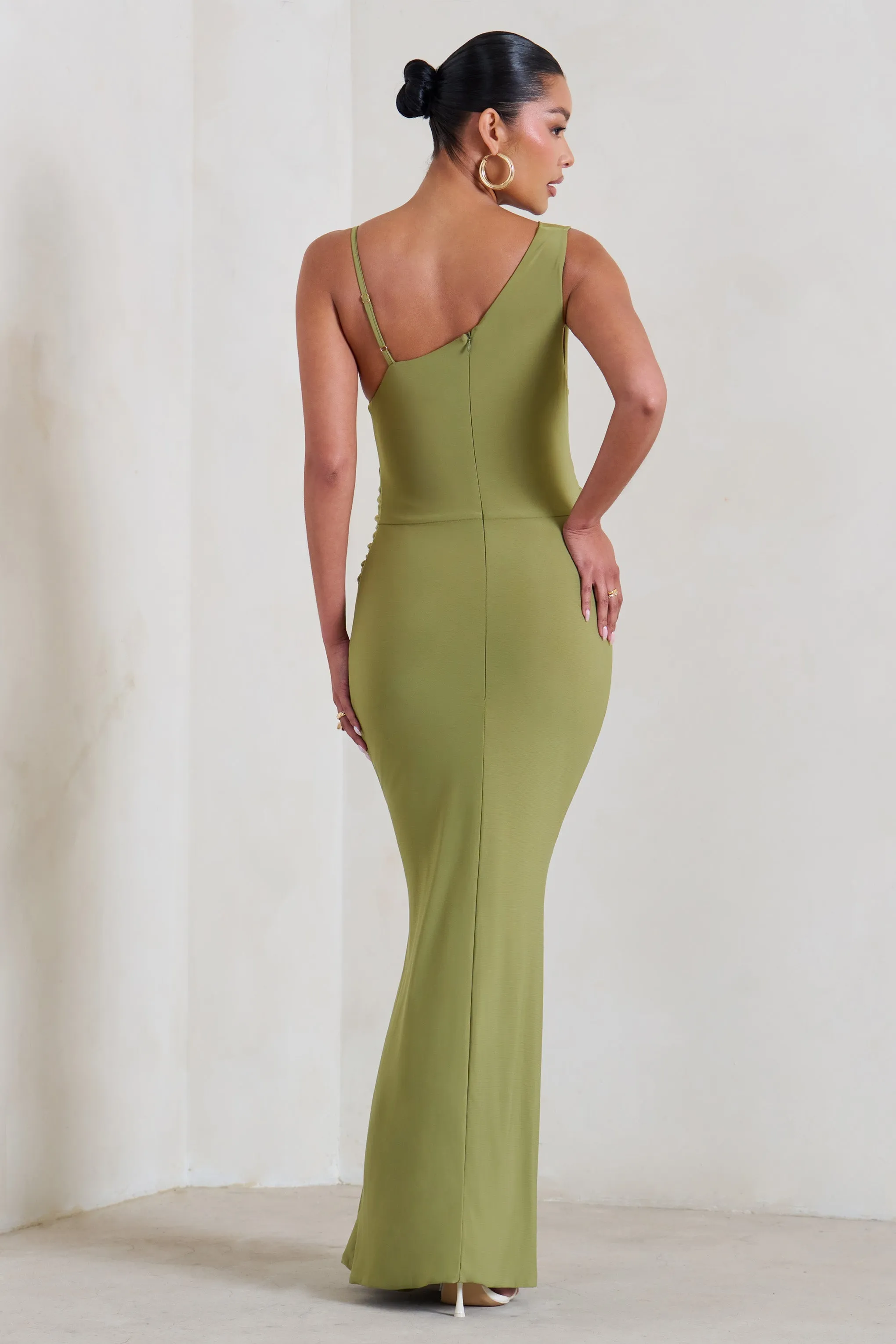 Phantasy | Olive Green Maternity Cowl Neck Maxi Dress