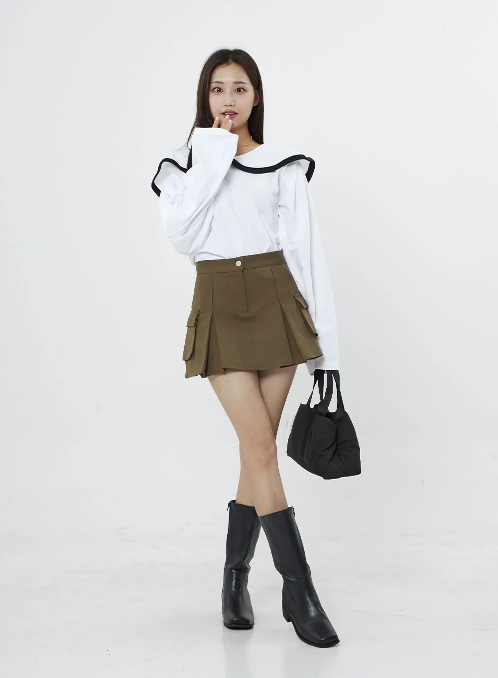 Pleated Cargo Mini Skirt BO13