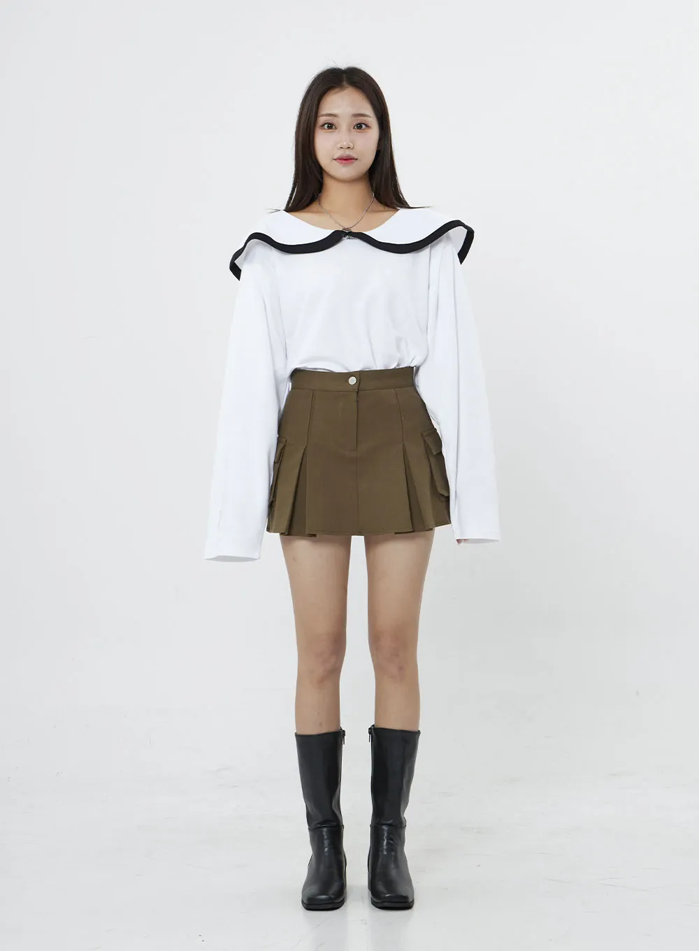 Pleated Cargo Mini Skirt BO13