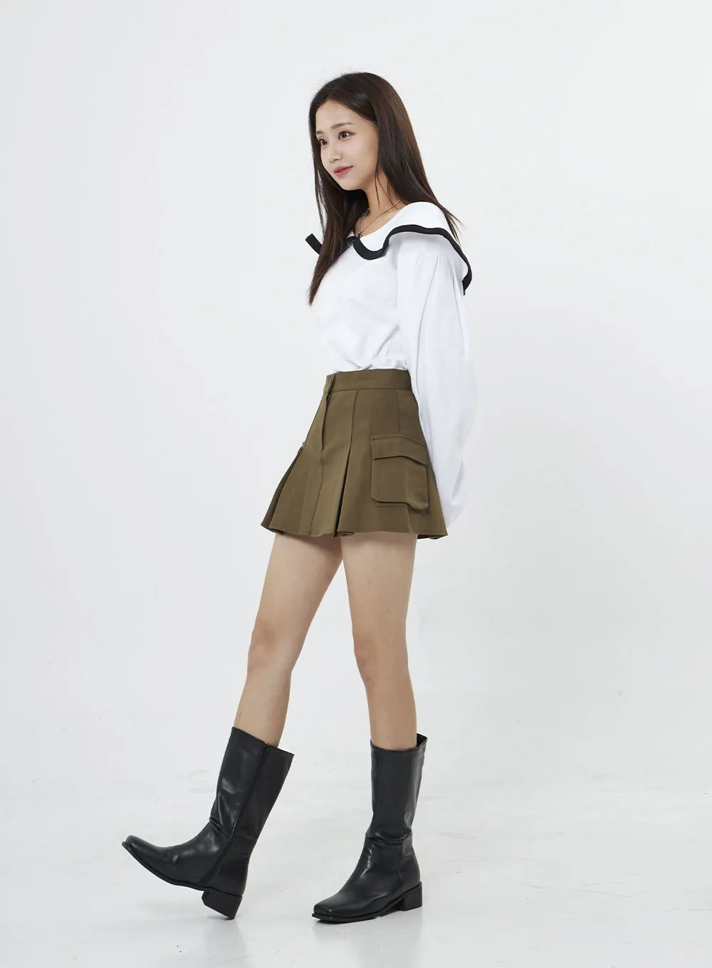 Pleated Cargo Mini Skirt BO13