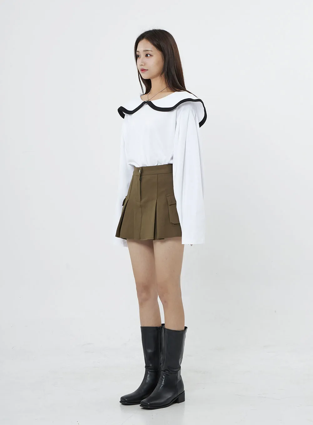 Pleated Cargo Mini Skirt BO13