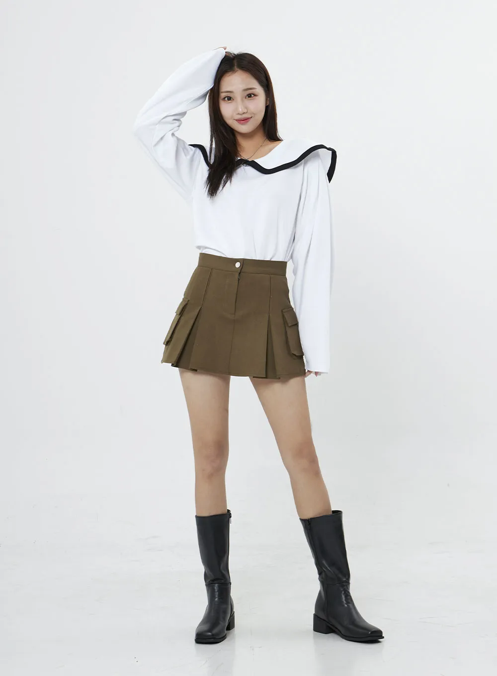 Pleated Cargo Mini Skirt BO13