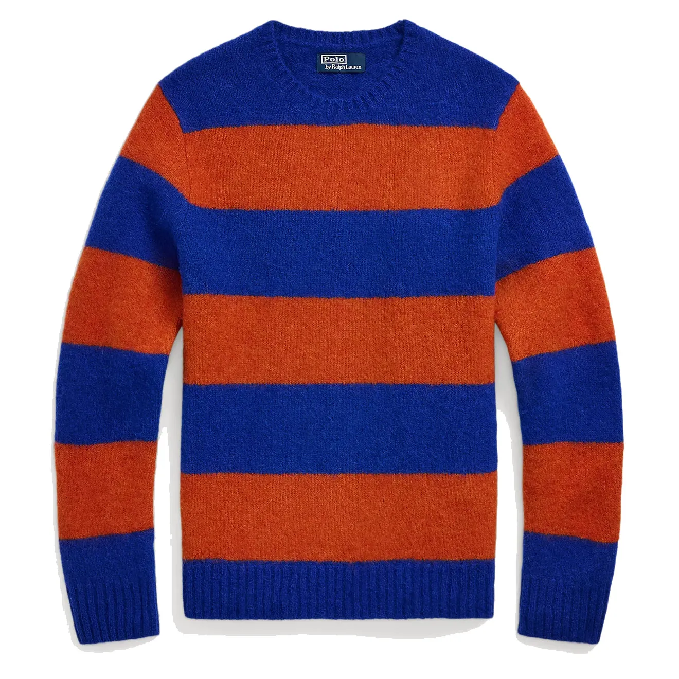 Polo Ralph Lauren Suede-Patch Striped Sweater Blue Orange Combo