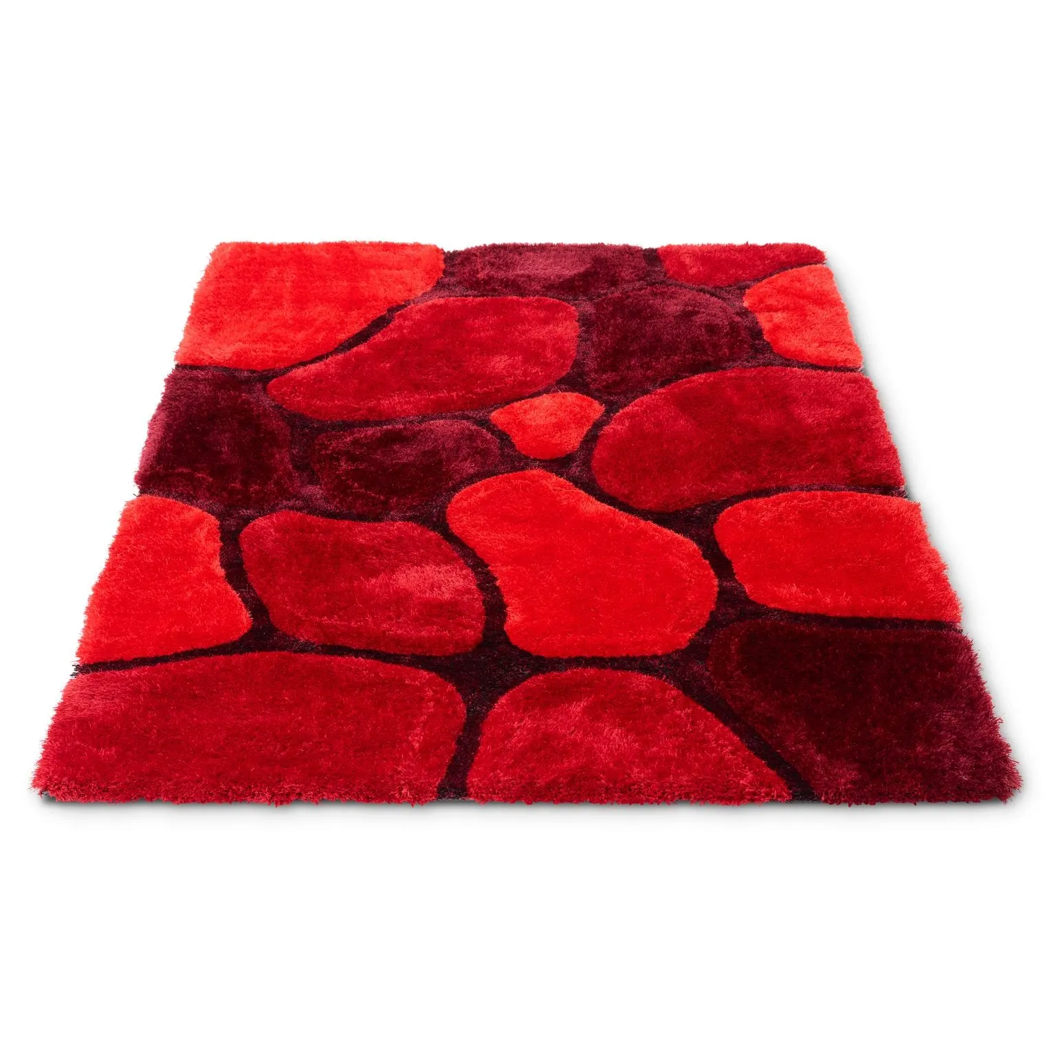 Red 3D Pebbles Shaggy Rug - Hawaii