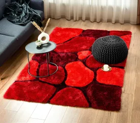 Red 3D Pebbles Shaggy Rug - Hawaii