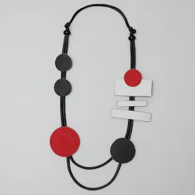 Red and Black Abstract Selma Necklace