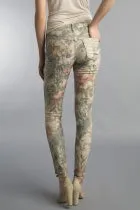 Reversible Khaki and Muted Pink Floral Pattern Pants