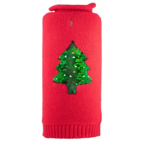 Reversible Sequin Christmas Tree Roll Neck Dog Sweater