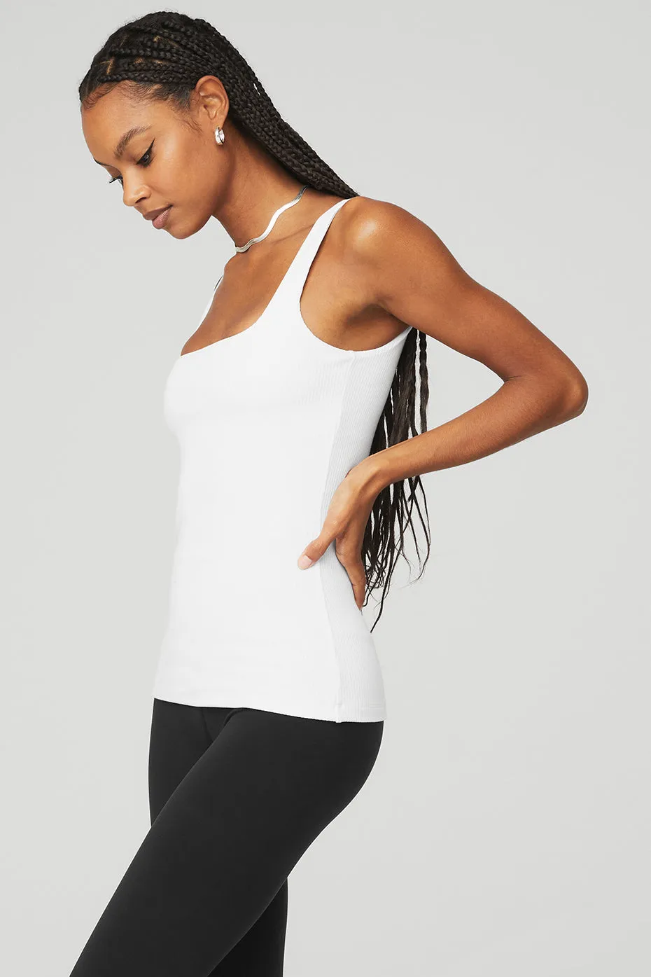 Ribbed Minimalist Tank - White