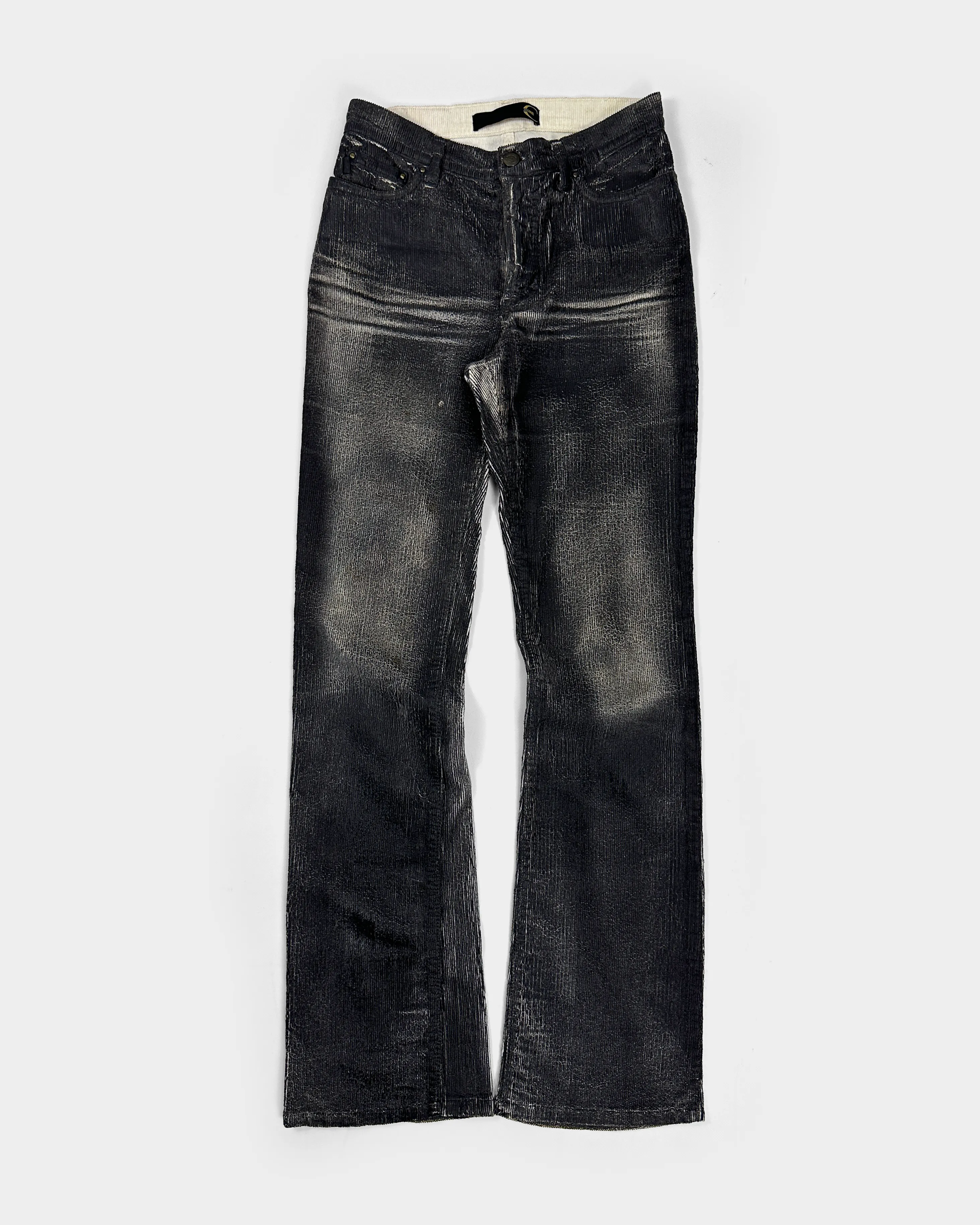 Roberto Cavalli Corduroy Black Painted Pants 2000's