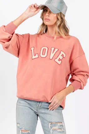 SAGE   FIG LOVE Path Applique Drop Shoulder Sweatshirt