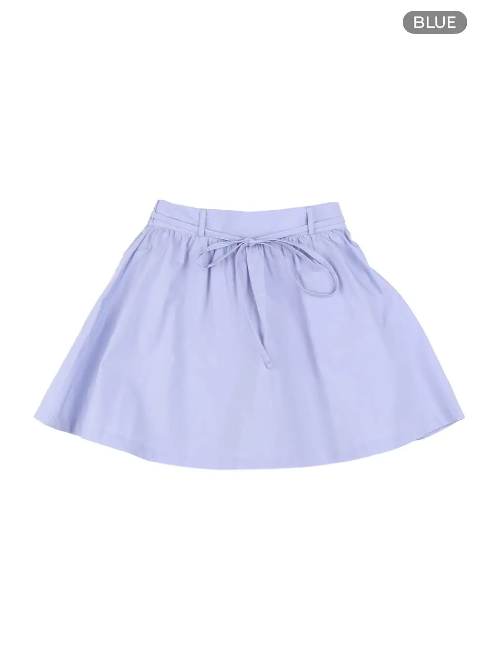 Semi-Shirred Cotton Mini Skirt OM420