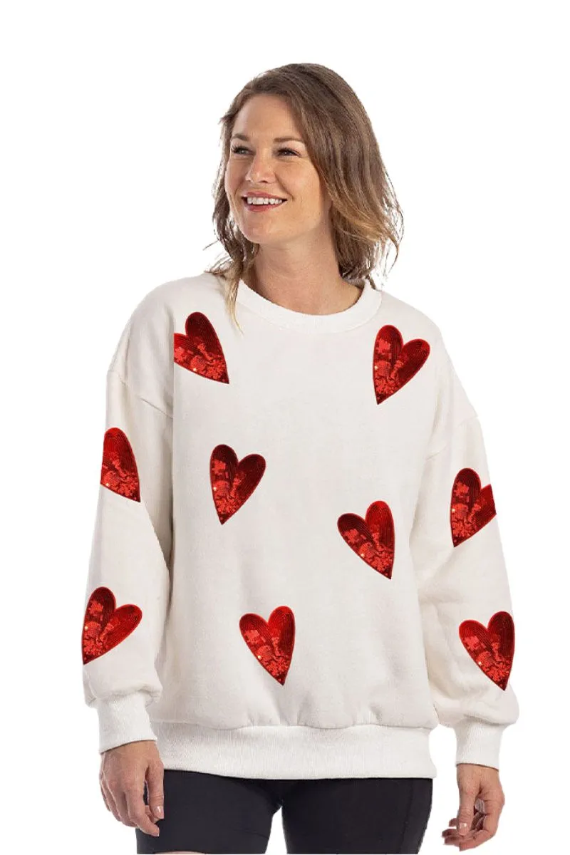 Sequined HEARTS Chenille Patch Wholesale Sweatshirt