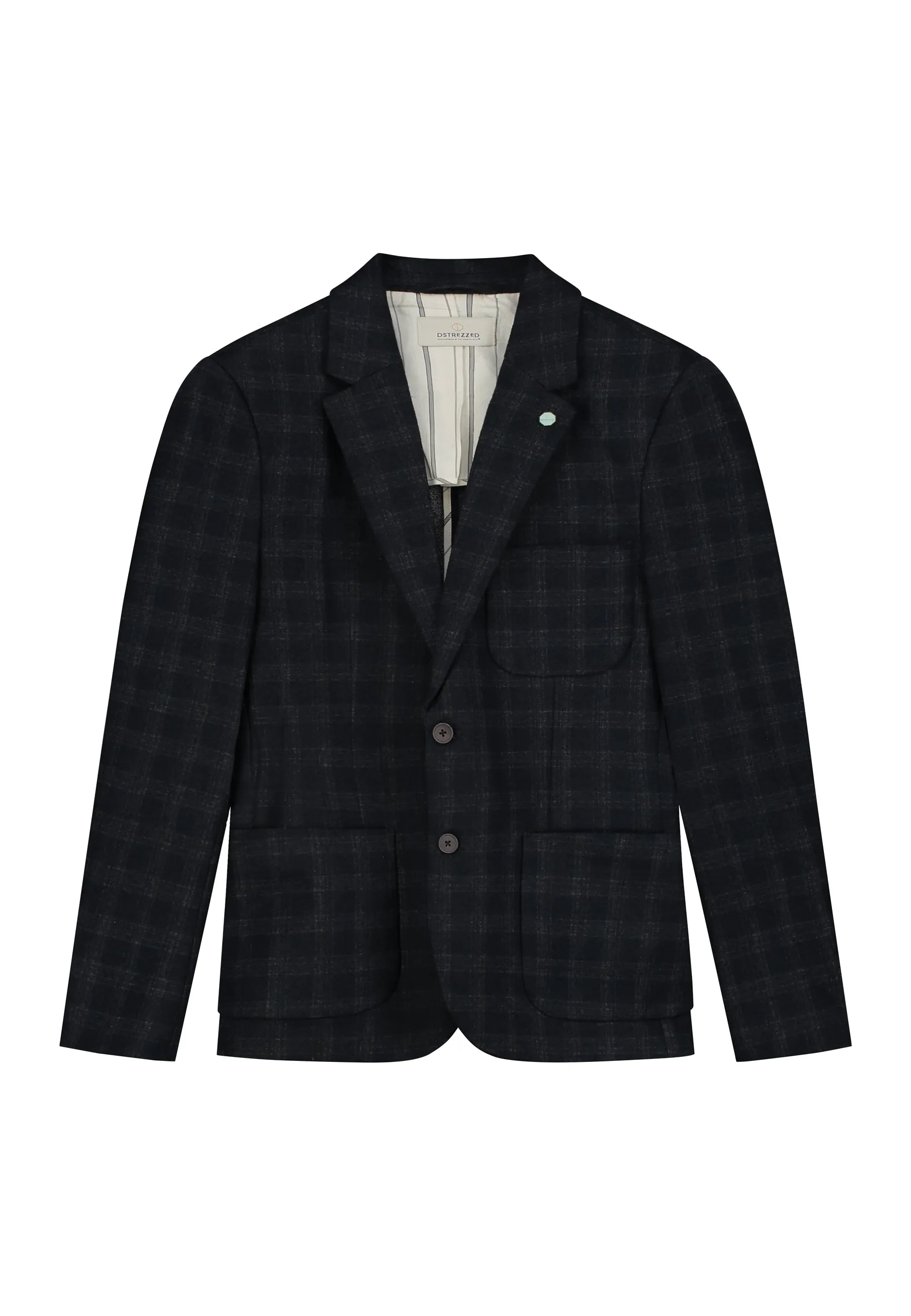 Shadow Checked Travel Blazer: Blue Nights