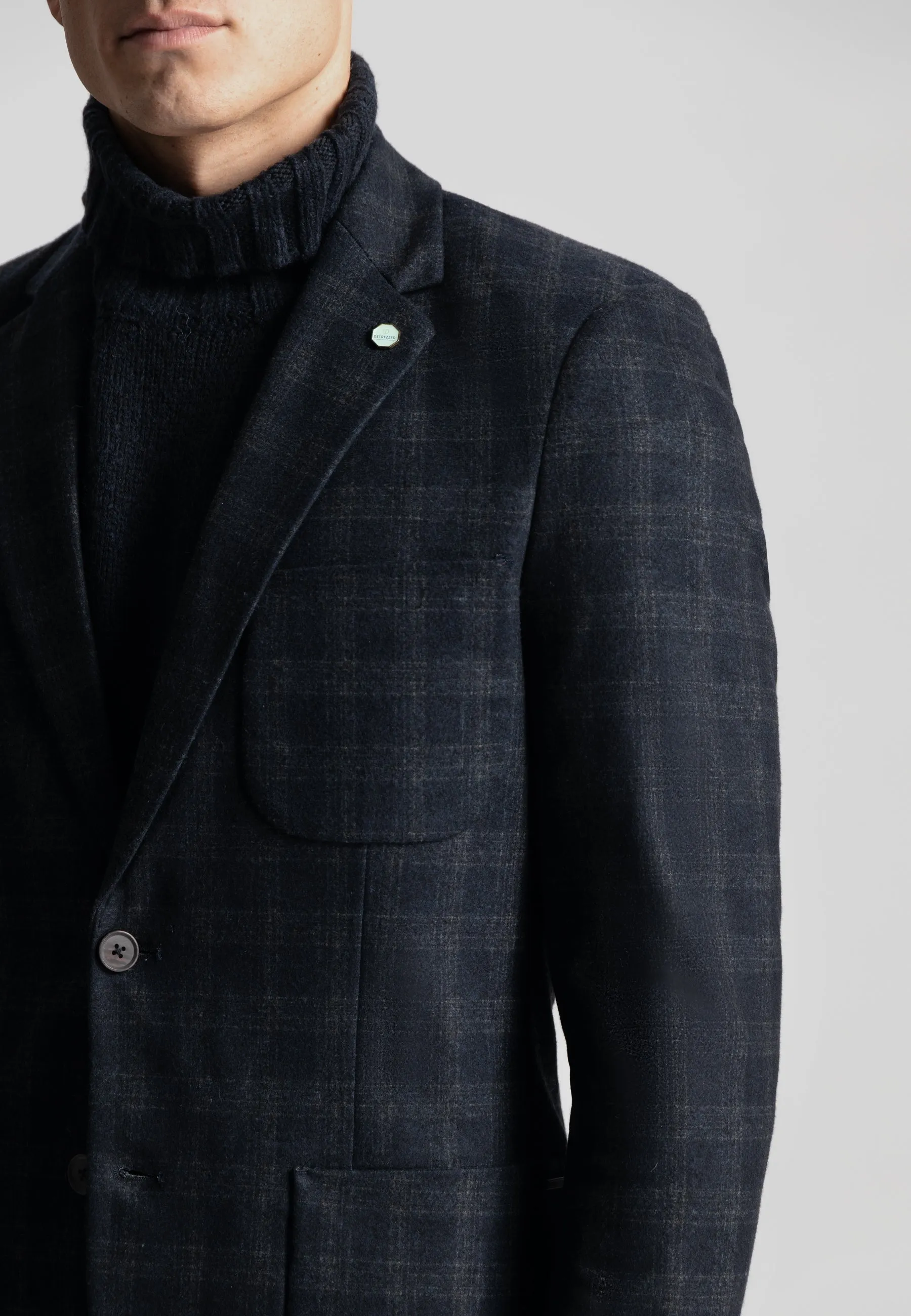 Shadow Checked Travel Blazer: Blue Nights