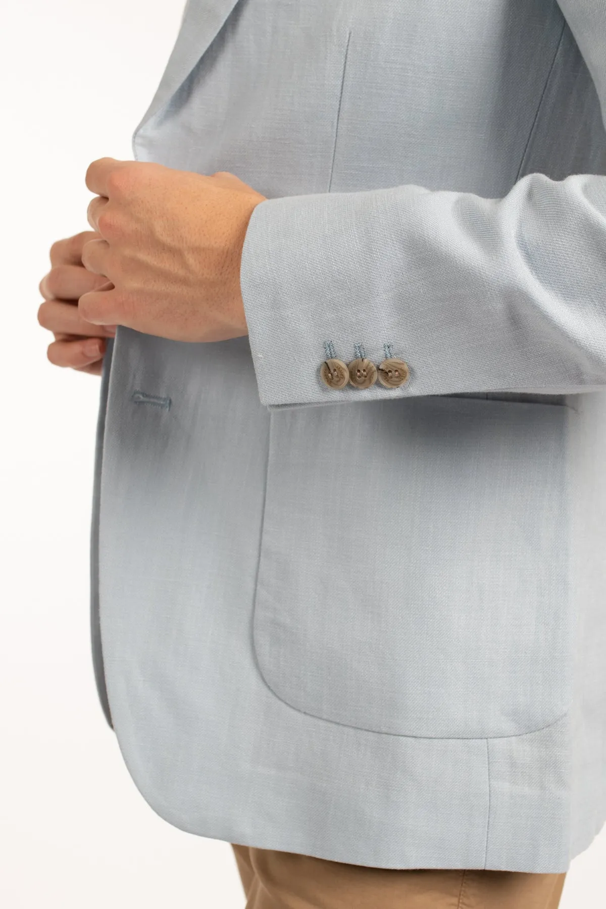 Sky Patch Pocket Linen Blazer