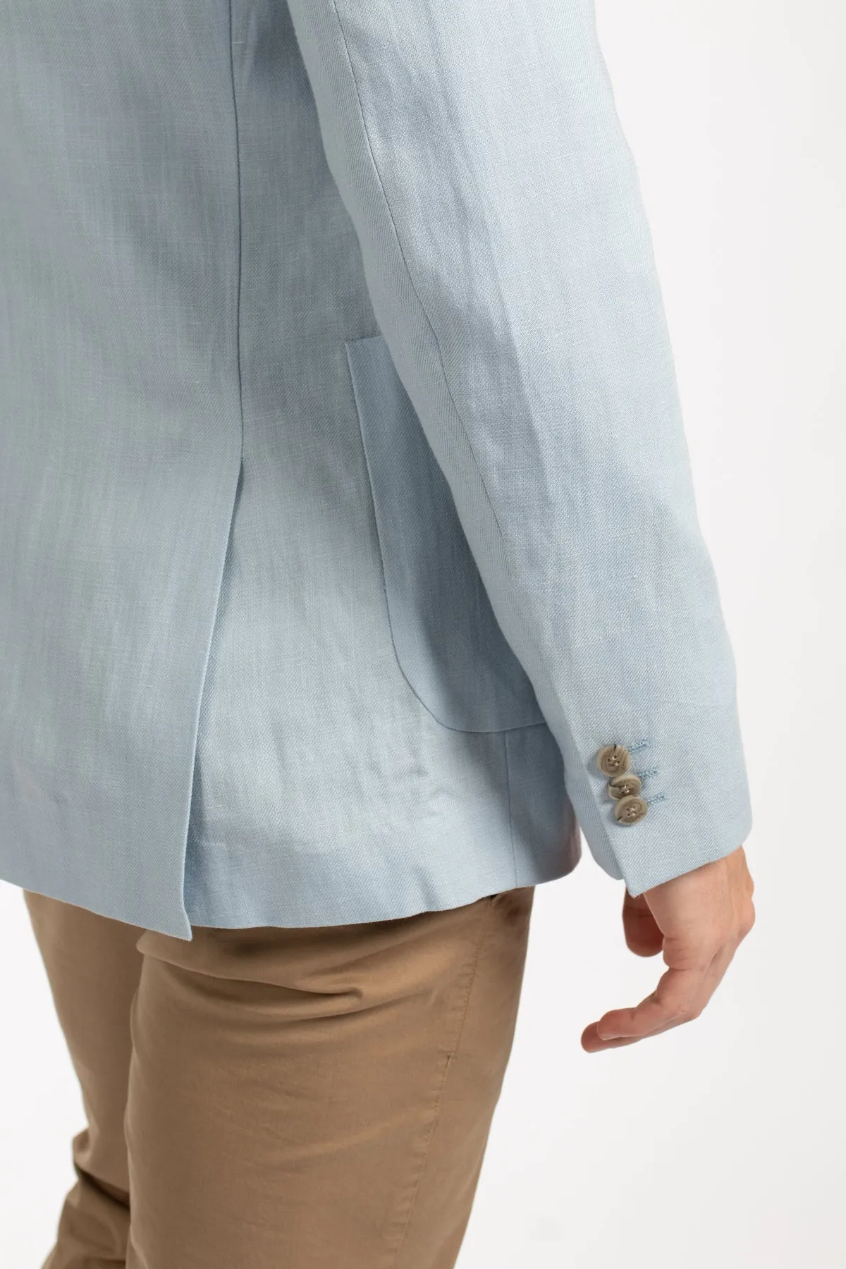 Sky Patch Pocket Linen Blazer