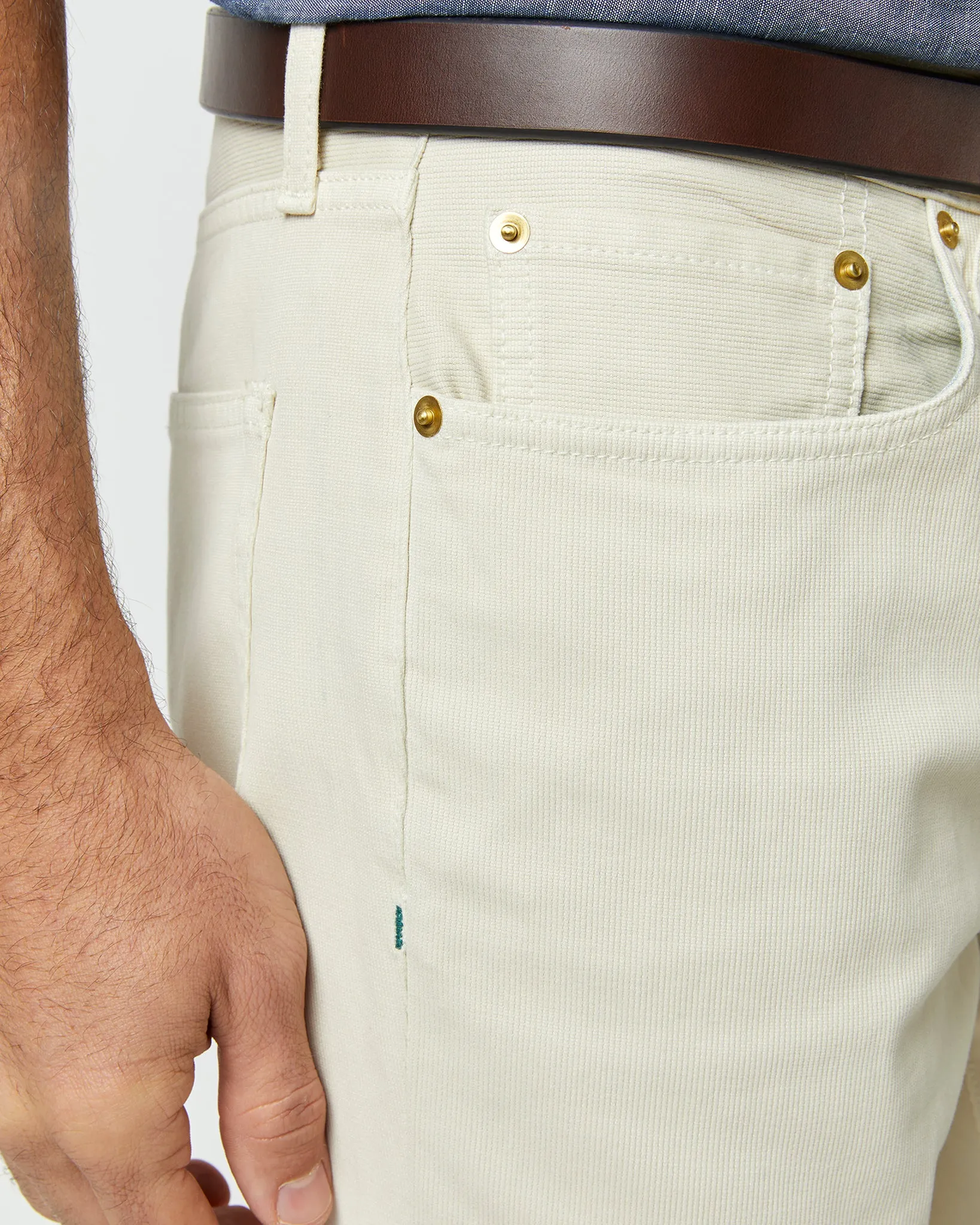 Slim Straight 5-Pocket Pant in Stone Bedford Cord