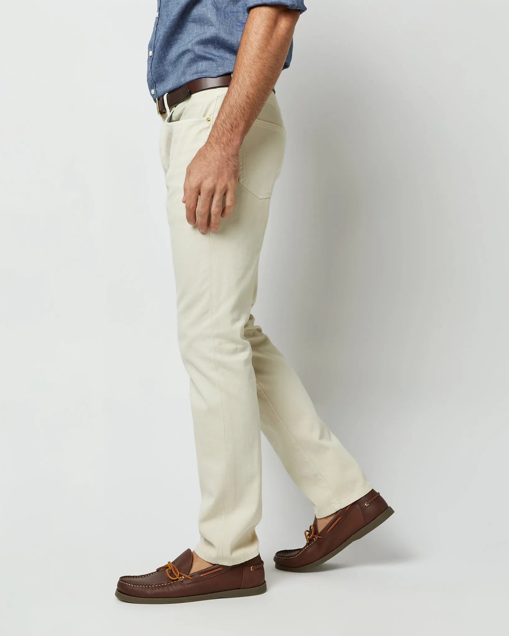 Slim Straight 5-Pocket Pant in Stone Bedford Cord