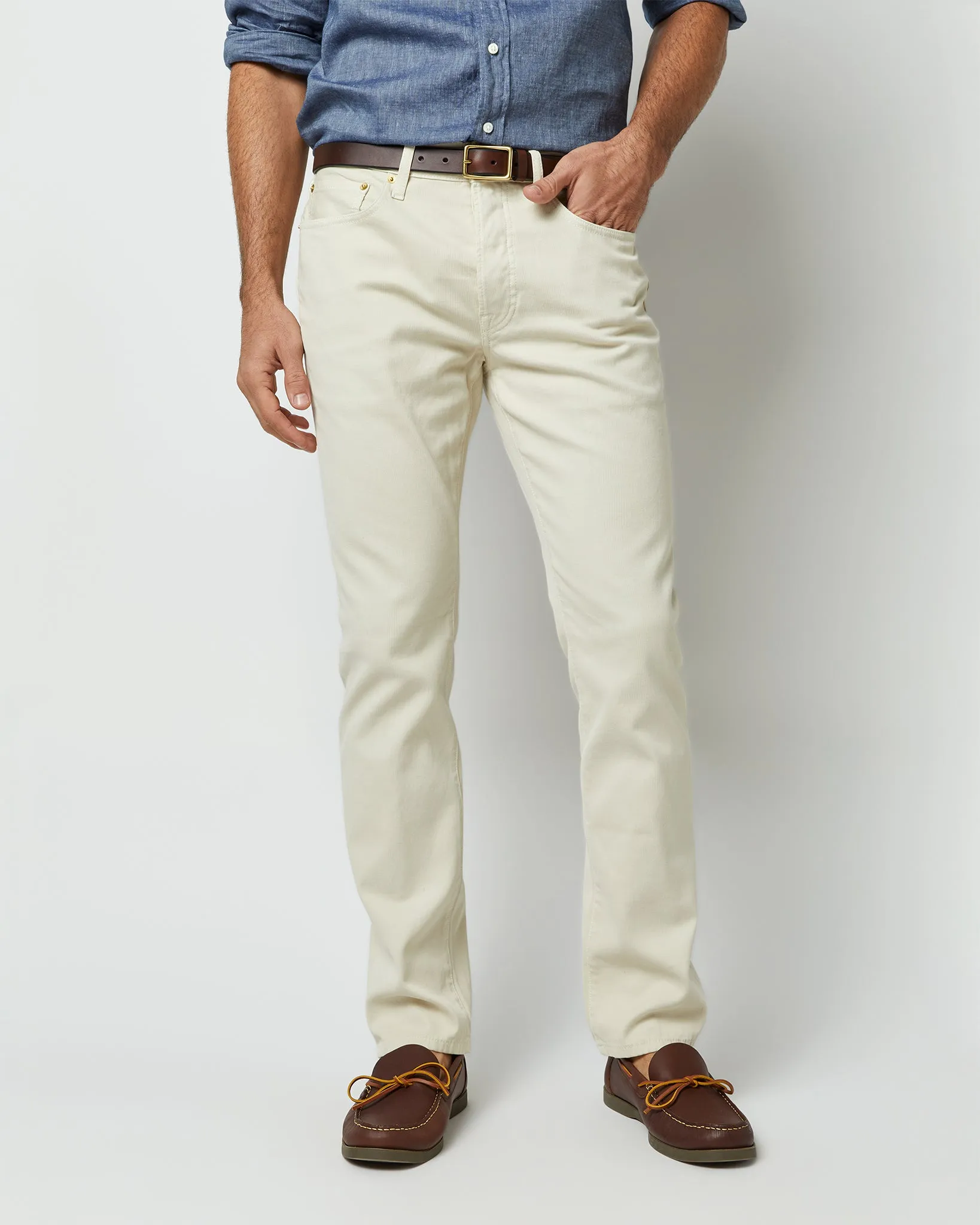 Slim Straight 5-Pocket Pant in Stone Bedford Cord