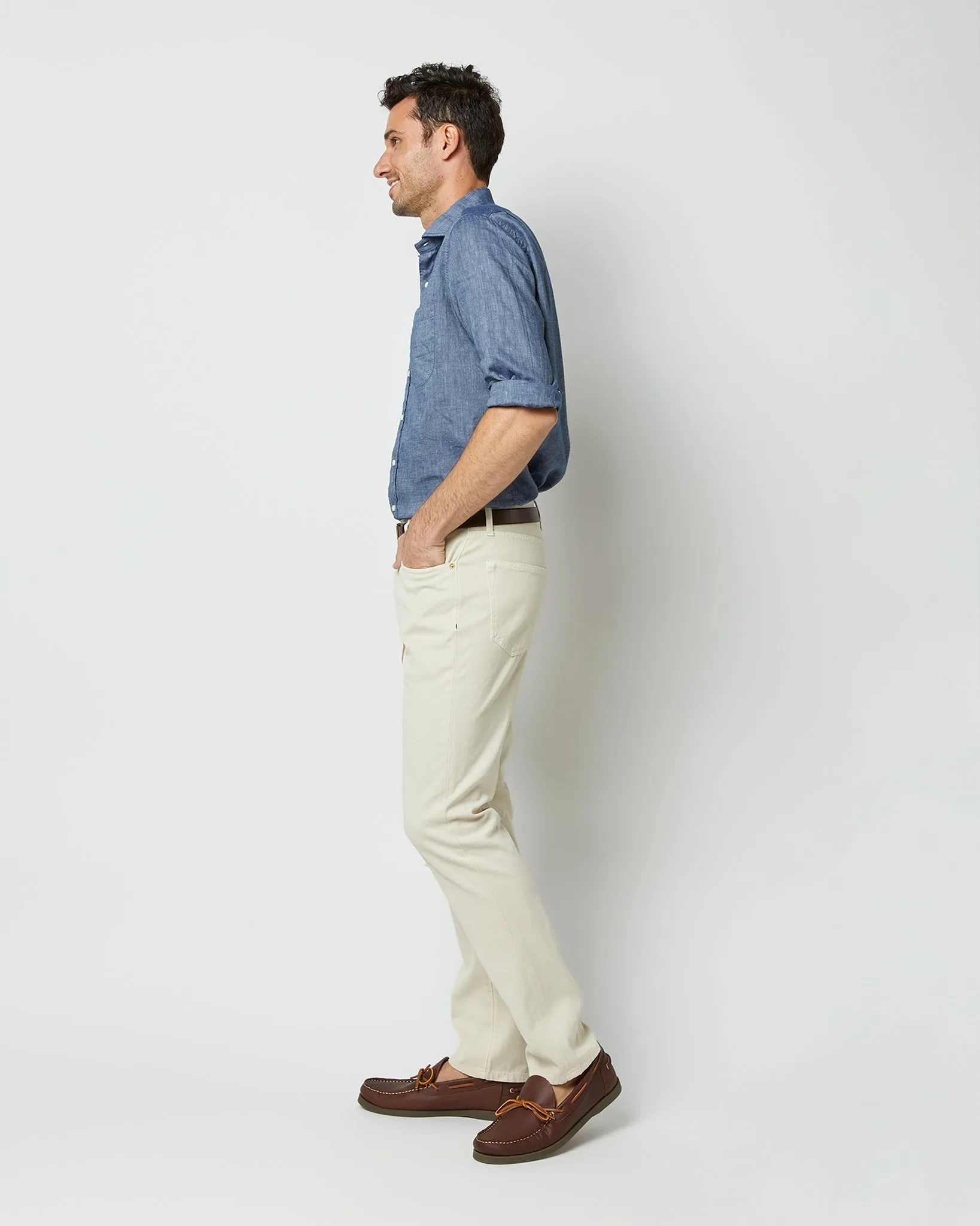 Slim Straight 5-Pocket Pant in Stone Bedford Cord