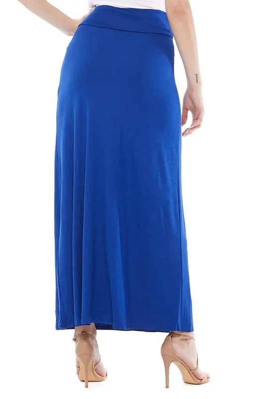 Solid Foldover Maxi Skirt