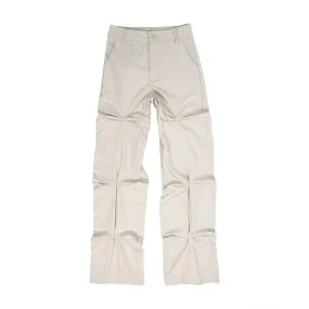 Street Fashion Pleated Beige Cargo Baggy Pants