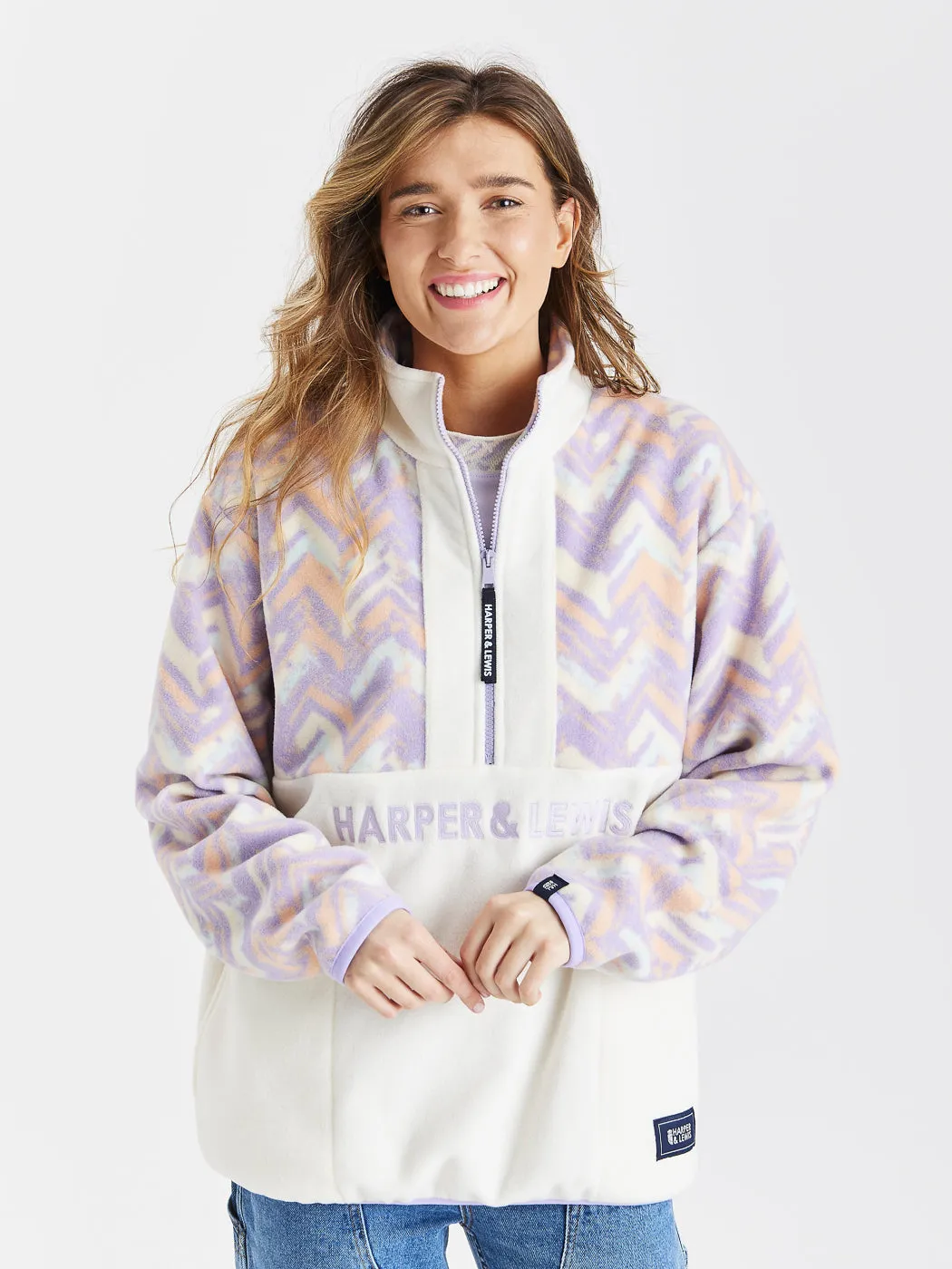 Sunny Retro Pattern 1/4 Zip Fleece