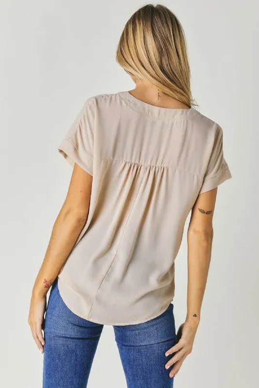 TEEK - V-Neck Dolman Sleeve Solid Top