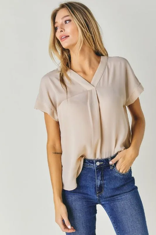 TEEK - V-Neck Dolman Sleeve Solid Top