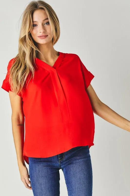 TEEK - V-Neck Dolman Sleeve Solid Top