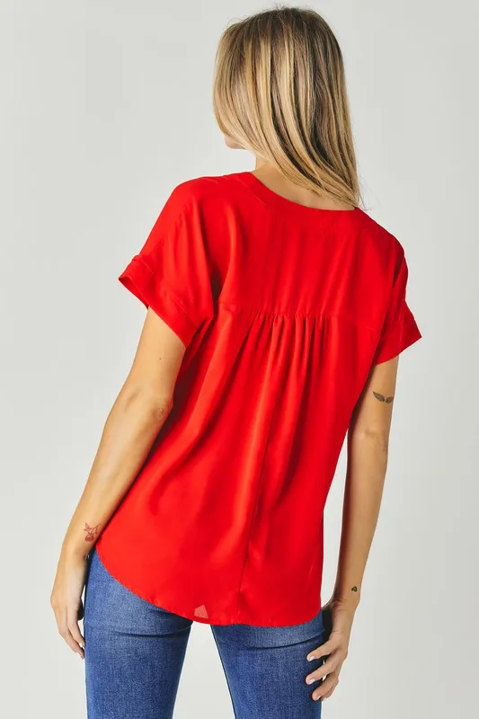 TEEK - V-Neck Dolman Sleeve Solid Top