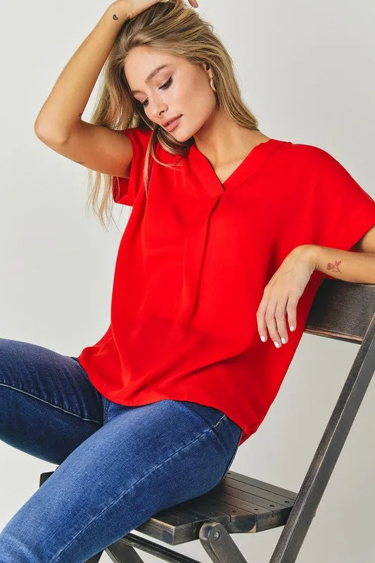 TEEK - V-Neck Dolman Sleeve Solid Top